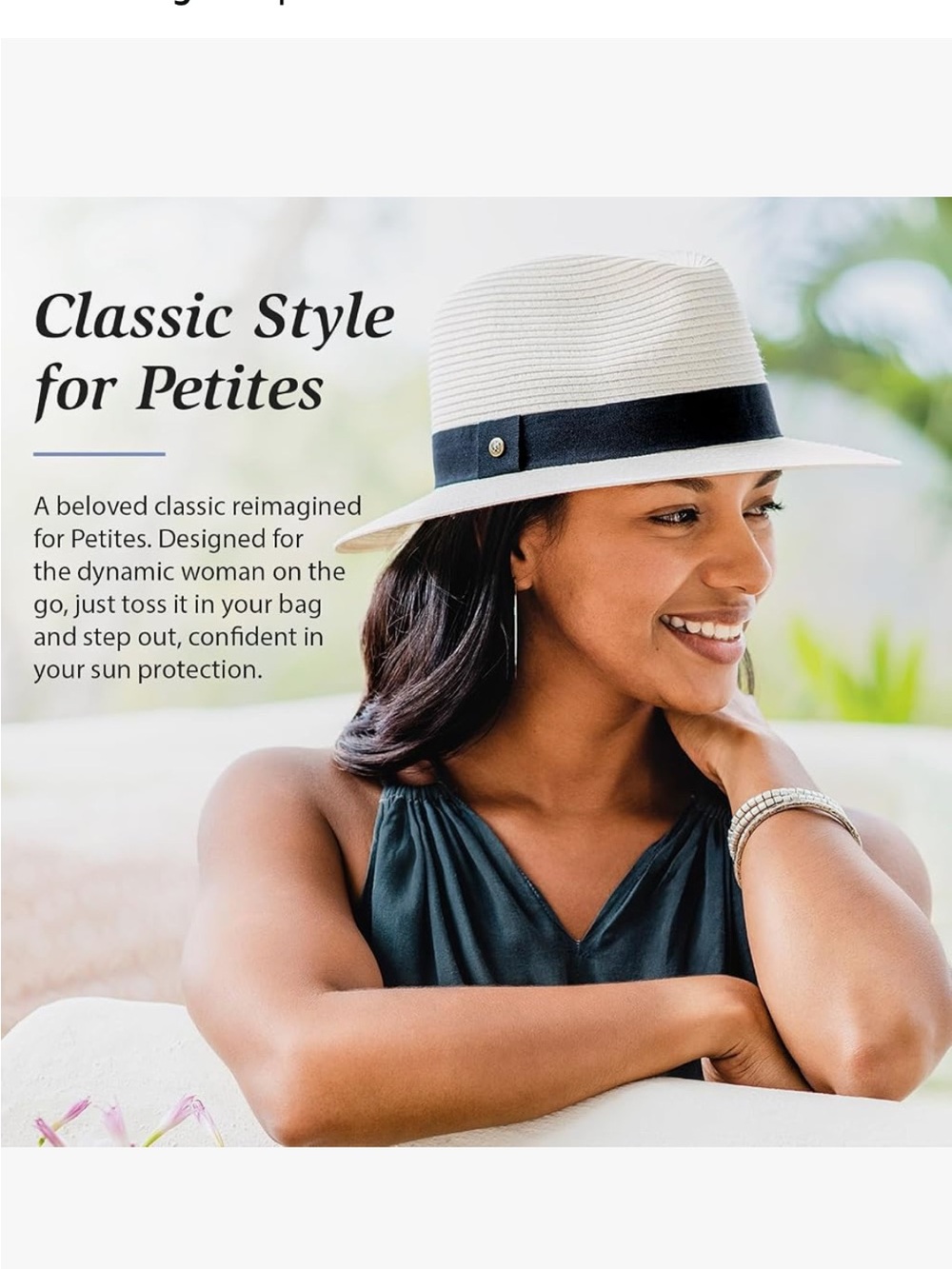 Women's Beach Fedora, Petite, Packable, UPF 50+, Adjustable - Picture 3 of 6